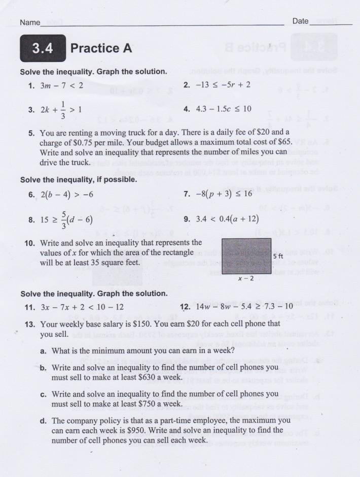Common Core Algebra 1 Unit 5 Lesson 1 Homework Answers
