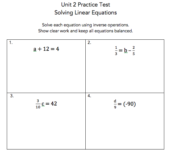 Unit 2 Practice Test - Have a Problem? Use Math to Solve It!